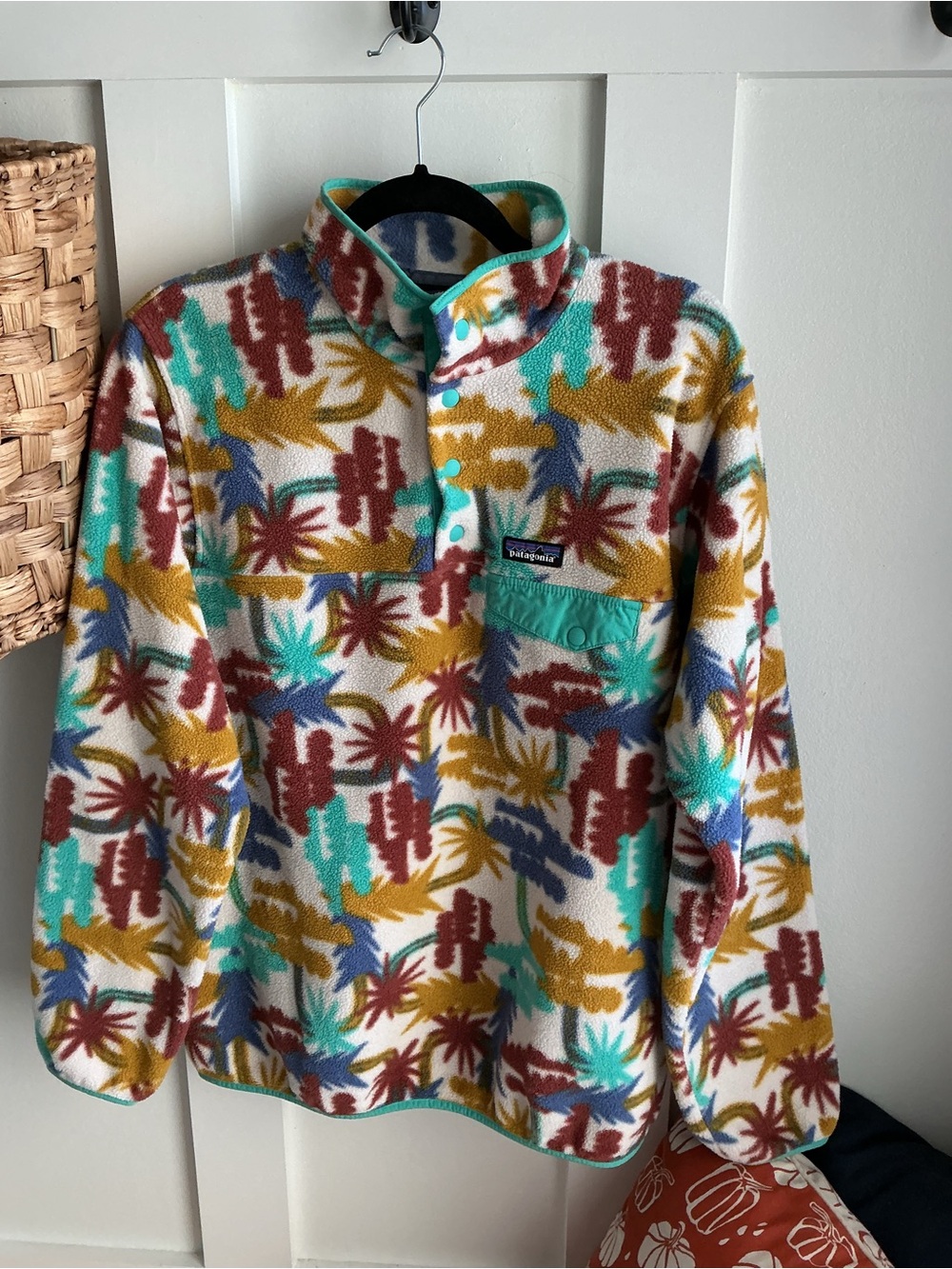 Patagonia Kids Multicolor Fleece Pullover Pajama Top - Teal, Mustard, Rust, Blue